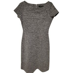 Ivanka Trump Short Sleeve Sheath Dress Knee Length‎ Knit 8 Heather Gray Black